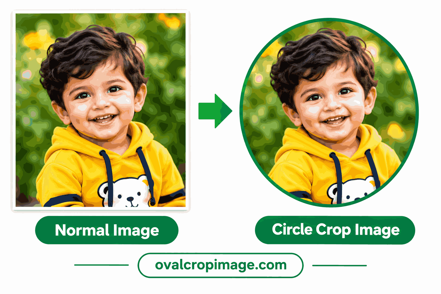 Normal rectangular photo converted into a circle crop image online